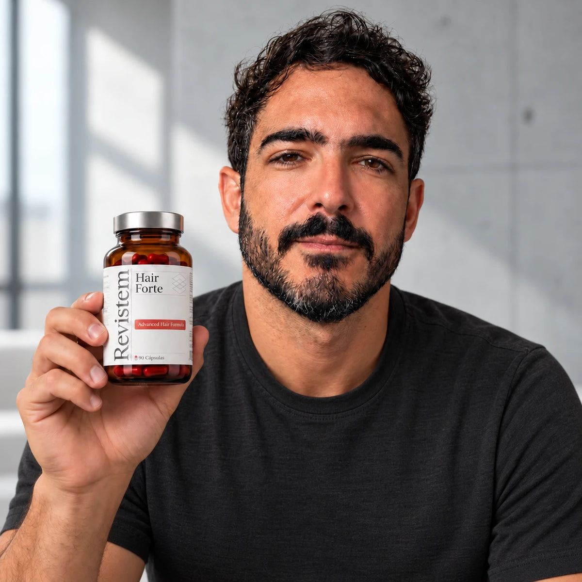 Borja Álvarez con Revistem Hair Forte