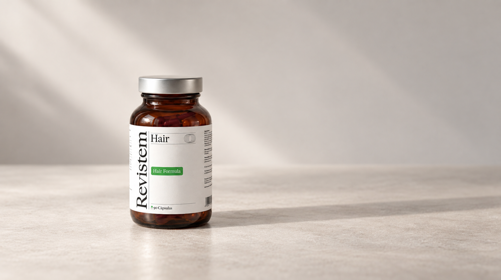 Bote de Revistem Hair con luz natural